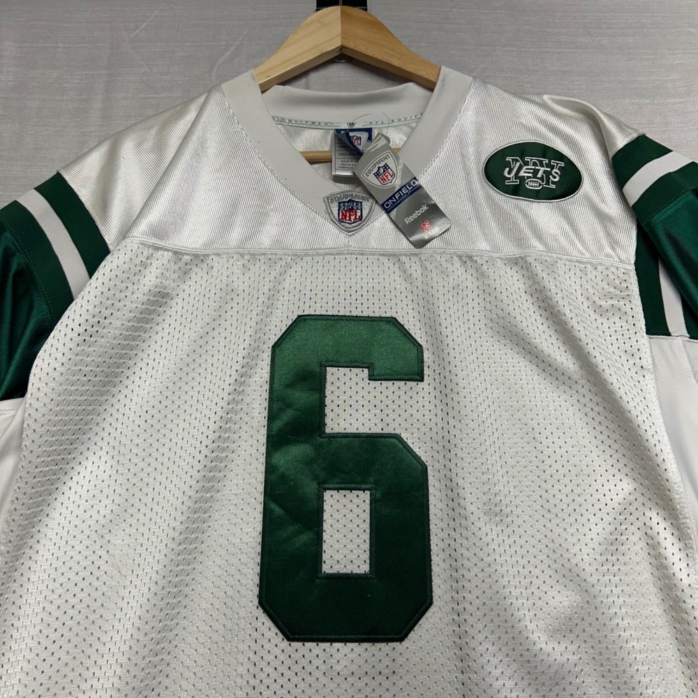 New York Jets Mark Sanchez Reebok NFL Jersey White Green Stitched Size 50 NEW - Picture 4 of 9